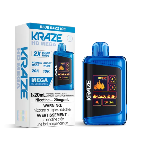 KRAZE MEGA 20K BLUE RAZZ ICE DISPOSABLE VAPE