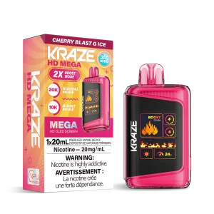 KRAZE MEGA 20K CHERRY BLAST G ICE DISPOSABLE VAPE