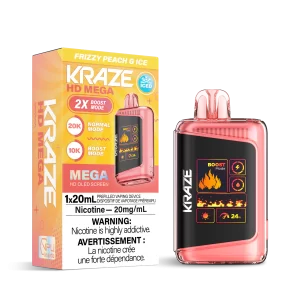 KRAZE MEGA 20K FRIZZY PEACH G ICE DISPOSABLE VAPE